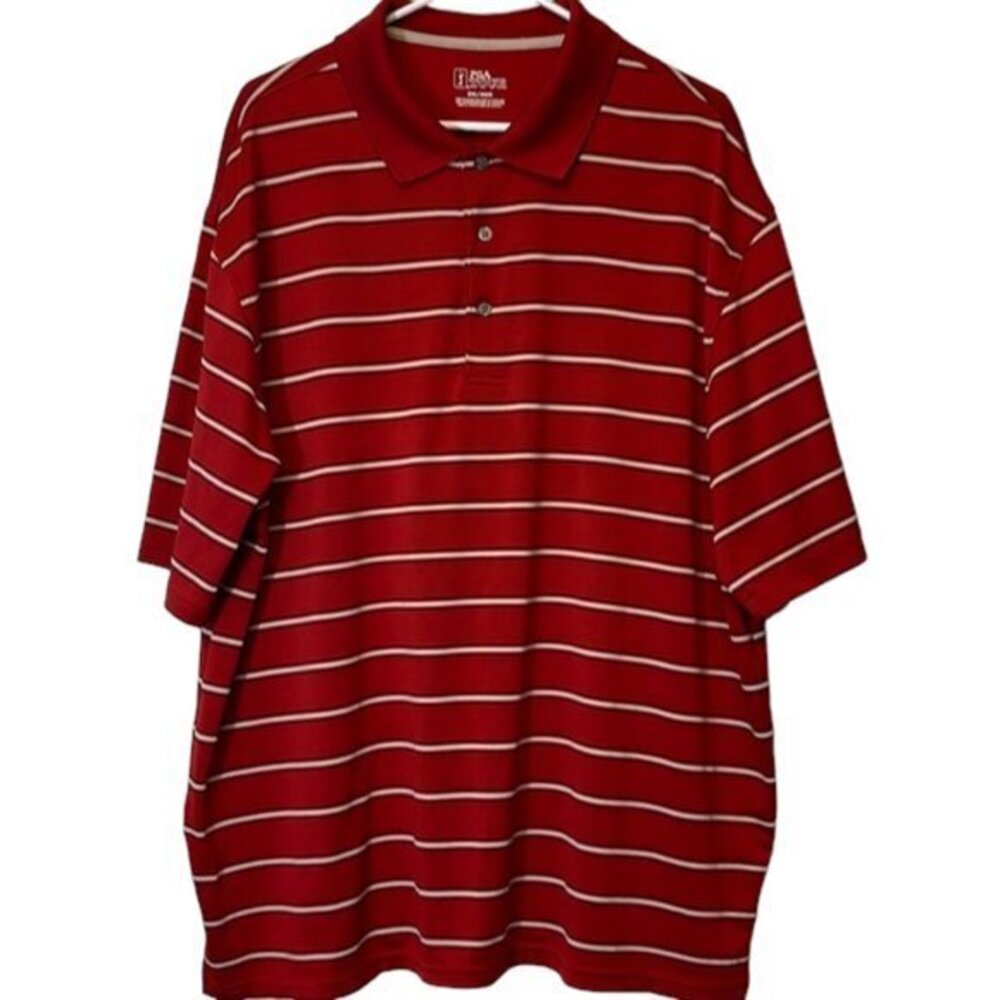 Men's PGA Tour Golf Polo Red White Stripe Pullover Shirt Size 2X GUC #2678